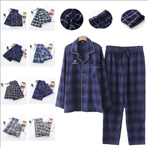 Mens Cotton Plaid Pajama Set